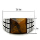 MATK324 - High polished (no plating) Stainless Steel Ring with Semi-Precious Tiger Eye in Smoked Quartz