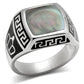 MATK325 - High polished (no plating) Stainless Steel Ring with Precious Stone Conch in Gray