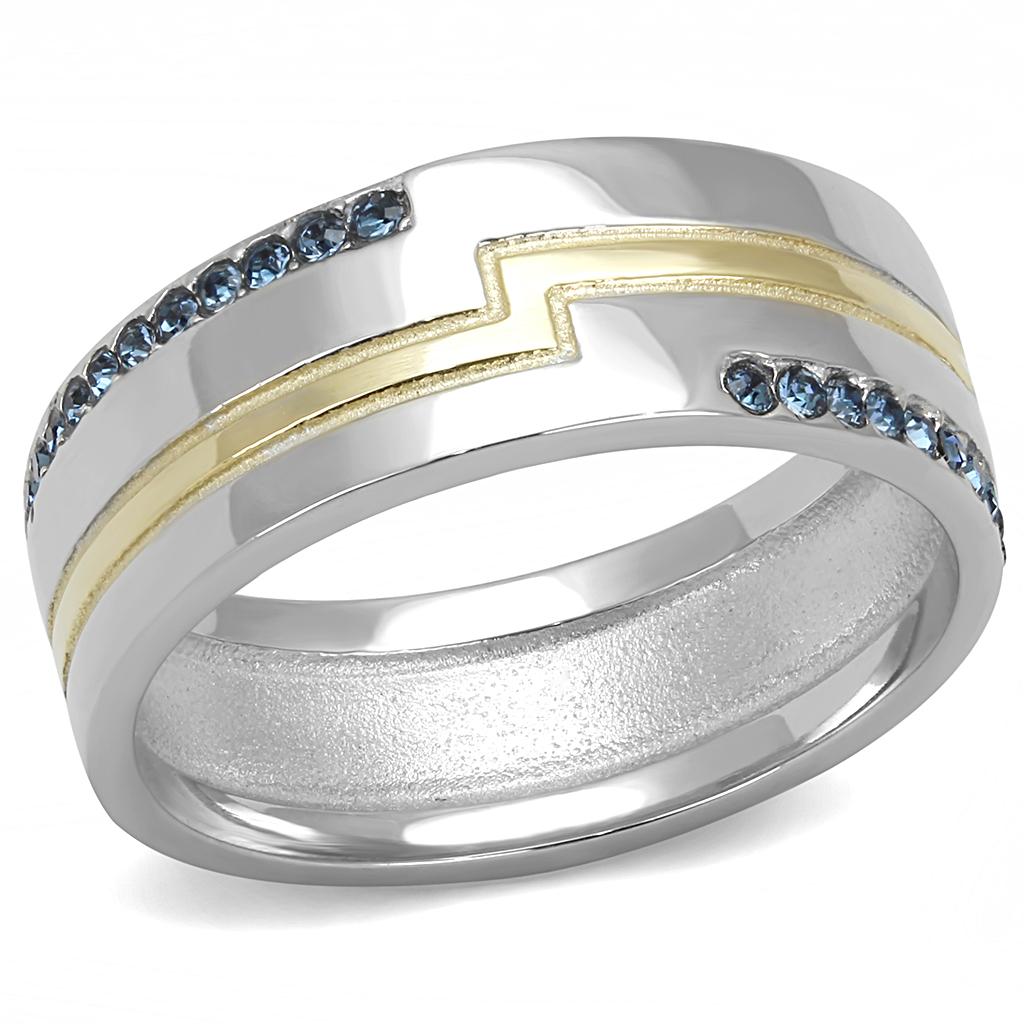 MATK3266 - Two-Tone IP Gold (Ion Plating) Stainless Steel Ring with Top Grade Crystal  in Montana