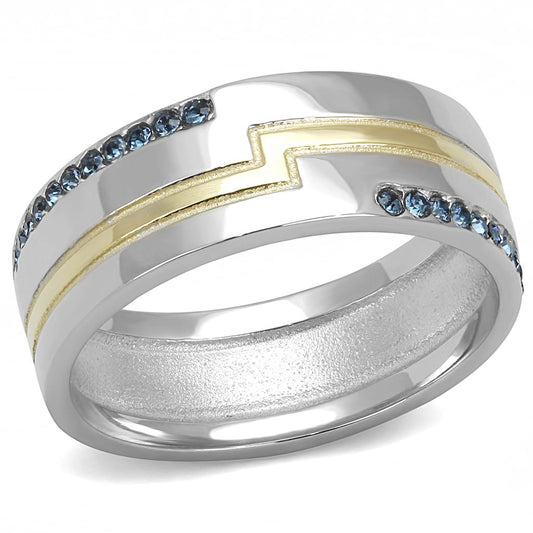 MATK3266 - Two-Tone IP Gold (Ion Plating) Stainless Steel Ring with Top Grade Crystal  in Montana