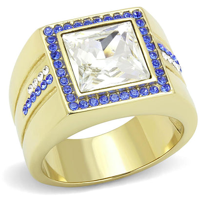 MATK3269 - IP Gold(Ion Plating) Stainless Steel Ring with Top Grade Crystal  in Clear