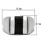 MATK326 - High polished (no plating) Stainless Steel Ring with Epoxy  in Jet