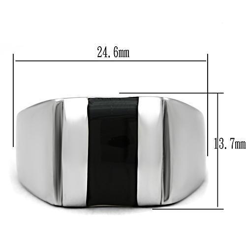 MATK326 - High polished (no plating) Stainless Steel Ring with Epoxy  in Jet