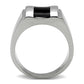 MATK326 - High polished (no plating) Stainless Steel Ring with Epoxy  in Jet