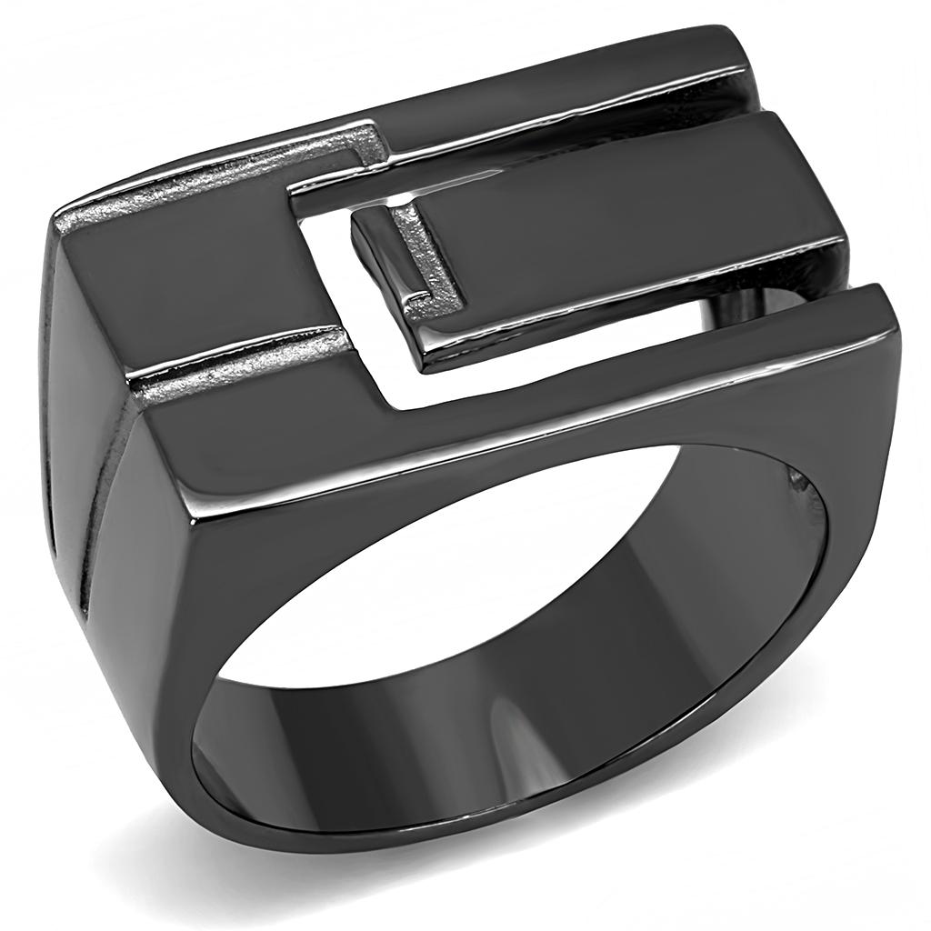 MATK3272 - IP Light Black  (IP Gun) Stainless Steel Ring with No Stone