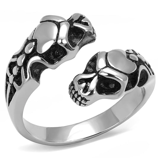 MATK3276 - High polished (no plating) Stainless Steel Ring with Epoxy  in Jet