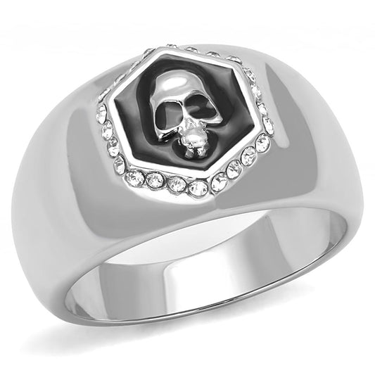 MATK3277 - High polished (no plating) Stainless Steel Ring with Epoxy  in Jet