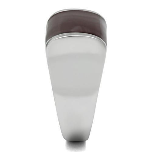 MATK327 - High polished (no plating) Stainless Steel Ring with Epoxy  in Brown