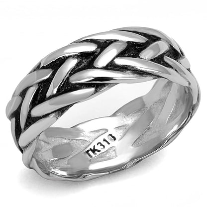 MATK3280 - High polished (no plating) Stainless Steel Ring with Epoxy  in Jet