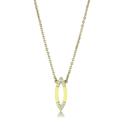 MATK3285 - IP Gold(Ion Plating) Stainless Steel Necklace with Top Grade Crystal  in Clear