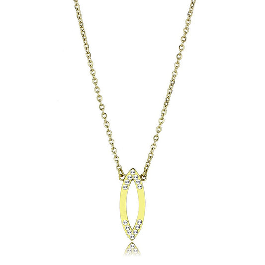 MATK3285 - IP Gold(Ion Plating) Stainless Steel Necklace with Top Grade Crystal  in Clear