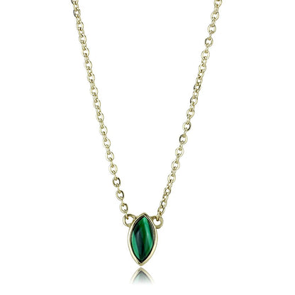 MATK3286 - IP Gold(Ion Plating) Stainless Steel Necklace with Synthetic MALACHITE in Emerald