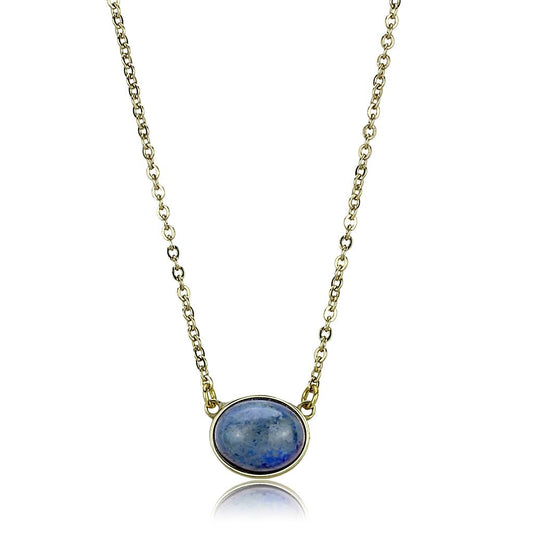 MATK3287 - IP Gold(Ion Plating) Stainless Steel Necklace with Precious Stone Lapis in Montana