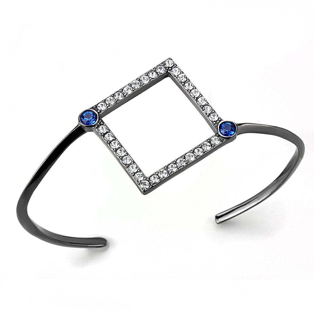 MATK3288 - IP Light Black  (IP Gun) Stainless Steel Bangle with Top Grade Crystal  in Montana