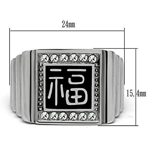MATK329 - High polished (no plating) Stainless Steel Ring with Top Grade Crystal  in Clear
