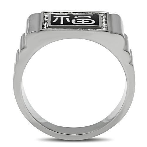 MATK329 - High polished (no plating) Stainless Steel Ring with Top Grade Crystal  in Clear