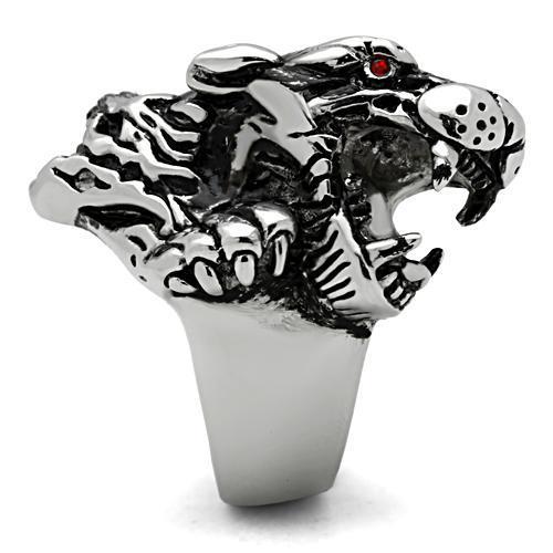 MATK330 - High polished (no plating) Stainless Steel Ring with Top Grade Crystal  in Ruby