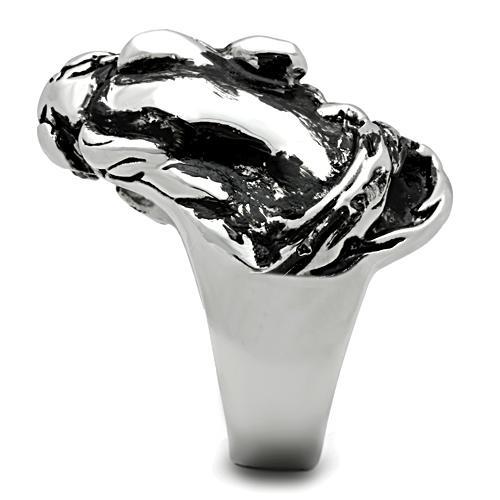 MATK330 - High polished (no plating) Stainless Steel Ring with Top Grade Crystal  in Ruby