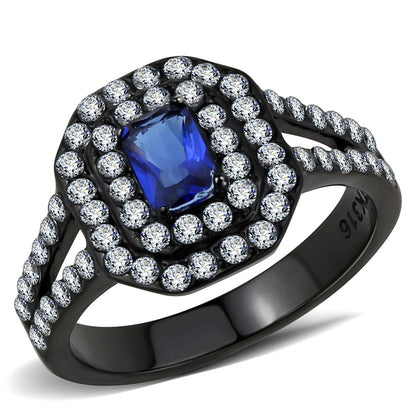 MATK3449 - IP Black(Ion Plating) Stainless Steel Ring with Synthetic Synthetic Glass in Montana