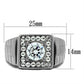 MATK347 - High polished (no plating) Stainless Steel Ring with AAA Grade CZ  in Clear