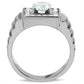 MATK347 - High polished (no plating) Stainless Steel Ring with AAA Grade CZ  in Clear