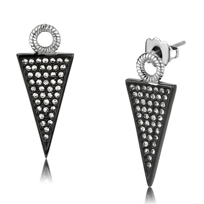 MATK3485 - Two-Tone IP Black (Ion Plating) Stainless Steel Earrings with Top Grade Crystal  in Clear