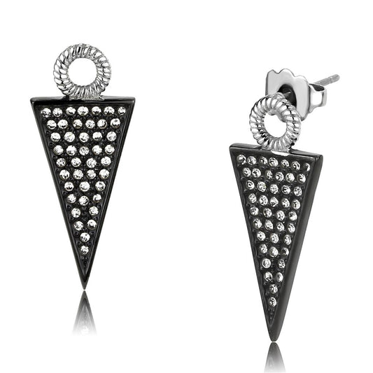 MATK3485 - Two-Tone IP Black (Ion Plating) Stainless Steel Earrings with Top Grade Crystal  in Clear