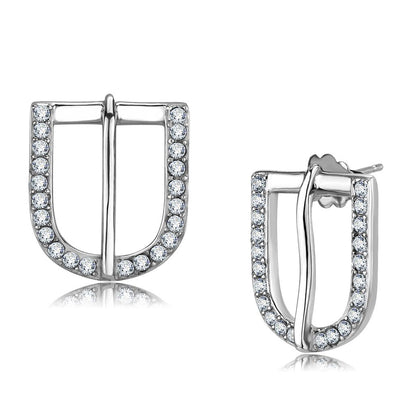 MATK3489 - High polished (no plating) Stainless Steel Earrings with Top Grade Crystal  in Clear