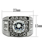 MATK348 - High polished (no plating) Stainless Steel Ring with AAA Grade CZ  in Clear