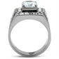 MATK348 - High polished (no plating) Stainless Steel Ring with AAA Grade CZ  in Clear