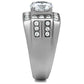 MATK348 - High polished (no plating) Stainless Steel Ring with AAA Grade CZ  in Clear