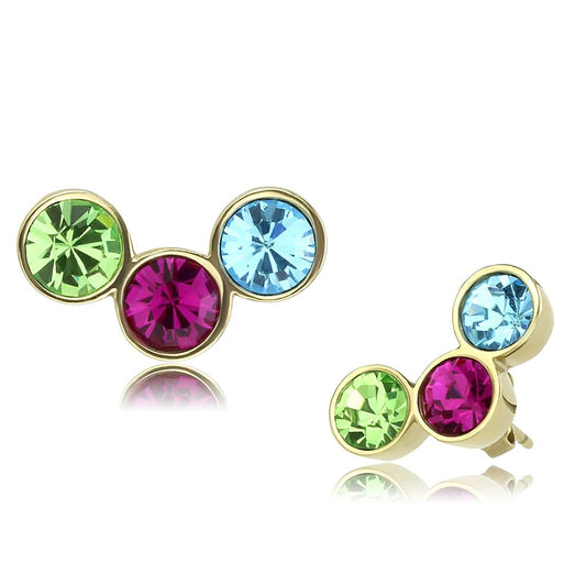 MATK3492 - IP Gold(Ion Plating) Stainless Steel Earrings with Top Grade Crystal  in Multi Color