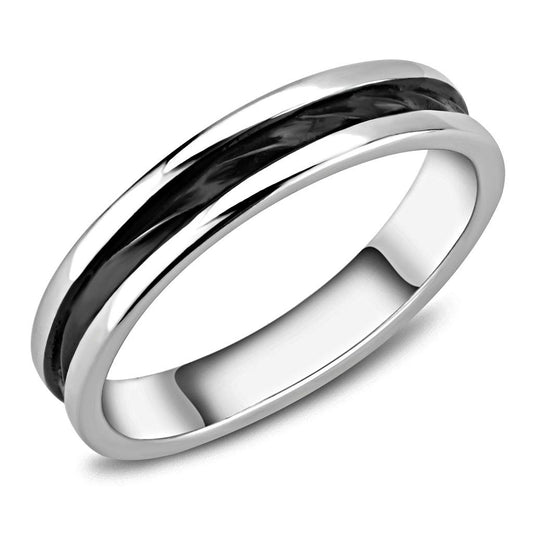 MATK3502 - Two-Tone IP Black (Ion Plating) Stainless Steel Ring with No Stone
