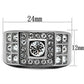 MATK350 - High polished (no plating) Stainless Steel Ring with Top Grade Crystal  in Clear