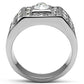 MATK350 - High polished (no plating) Stainless Steel Ring with Top Grade Crystal  in Clear