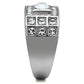 MATK350 - High polished (no plating) Stainless Steel Ring with Top Grade Crystal  in Clear