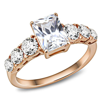 MATK3517 - IP Rose Gold(Ion Plating) Stainless Steel Ring with AAA Grade CZ  in Clear
