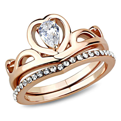 MATK3518 - IP Rose Gold(Ion Plating) Stainless Steel Ring with AAA Grade CZ  in Clear