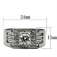 MATK351 - High polished (no plating) Stainless Steel Ring with AAA Grade CZ  in Clear