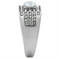MATK351 - High polished (no plating) Stainless Steel Ring with AAA Grade CZ  in Clear