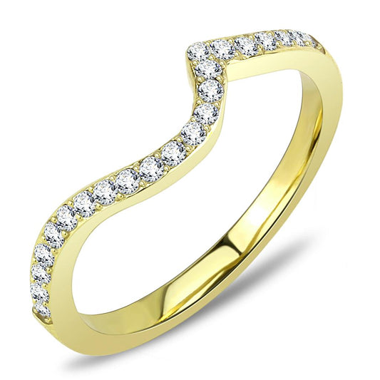 MATK3527 - IP Gold(Ion Plating) Stainless Steel Ring with Top Grade Crystal  in Clear