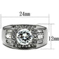 MATK352 - High polished (no plating) Stainless Steel Ring with AAA Grade CZ  in Clear