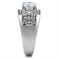 MATK352 - High polished (no plating) Stainless Steel Ring with AAA Grade CZ  in Clear