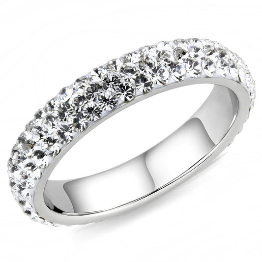 MATK3533 - High polished (no plating) Stainless Steel Ring with Top Grade Crystal  in Clear