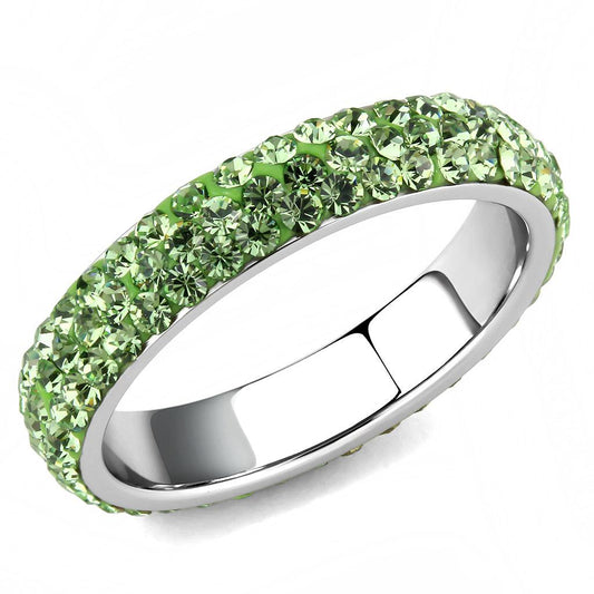 MATK3537 - High polished (no plating) Stainless Steel Ring with Top Grade Crystal  in Peridot
