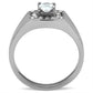 MATK353 - High polished (no plating) Stainless Steel Ring with AAA Grade CZ  in Clear