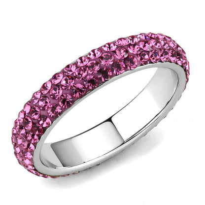 MATK3542 - High polished (no plating) Stainless Steel Ring with Top Grade Crystal  in Rose