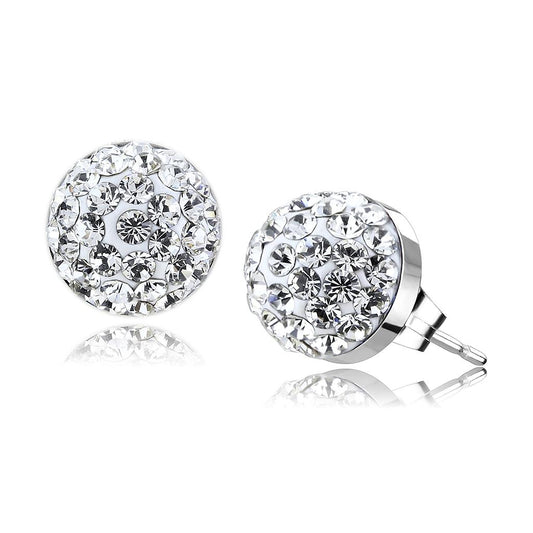 MATK3544 - High polished (no plating) Stainless Steel Earrings with Top Grade Crystal  in Clear