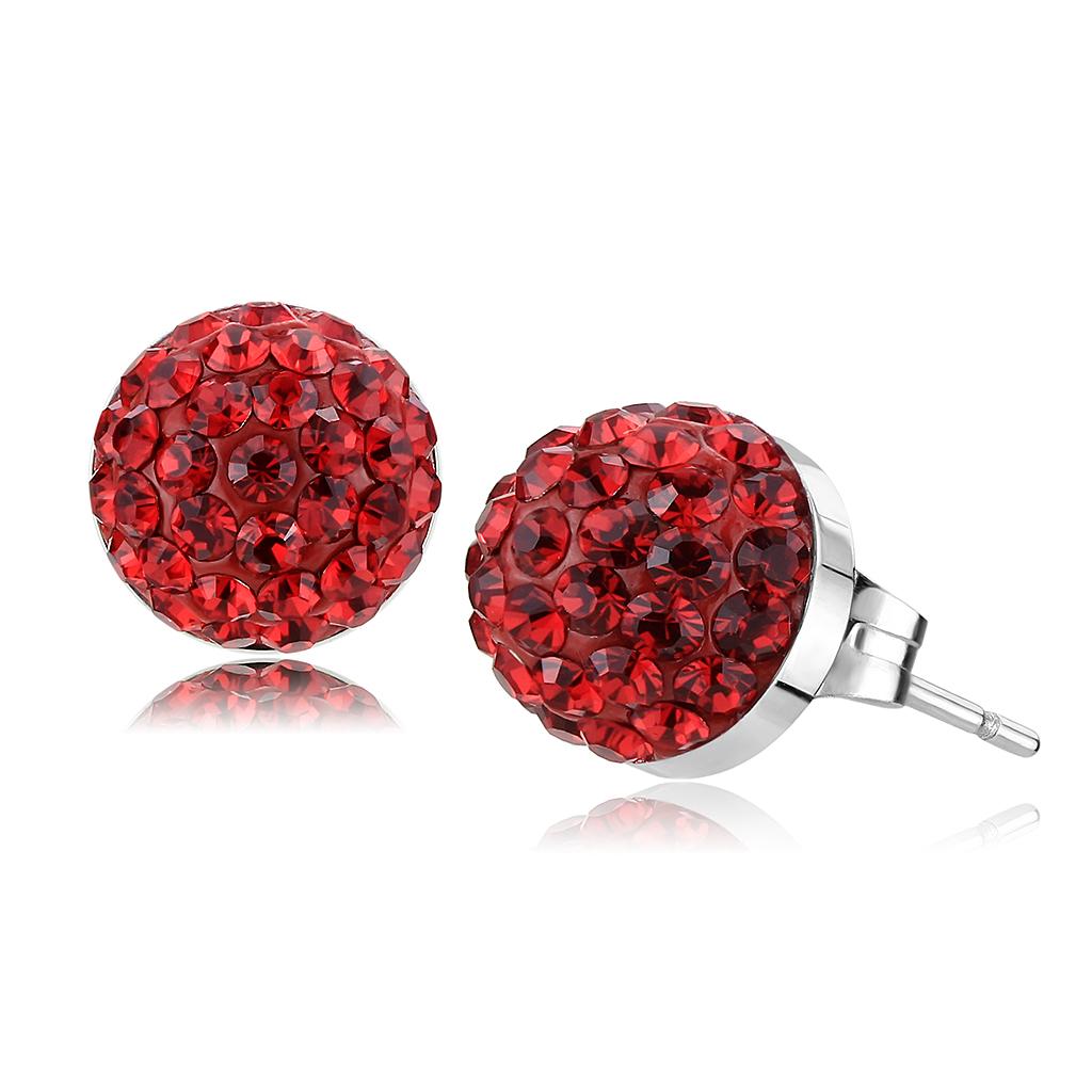 MATK3547 - High polished (no plating) Stainless Steel Earrings with Top Grade Crystal  in Siam
