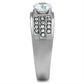 MATK354 - High polished (no plating) Stainless Steel Ring with AAA Grade CZ  in Clear
